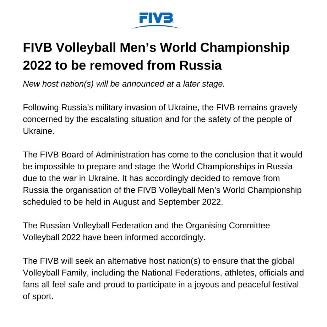 Statement FIVB WK Mannen